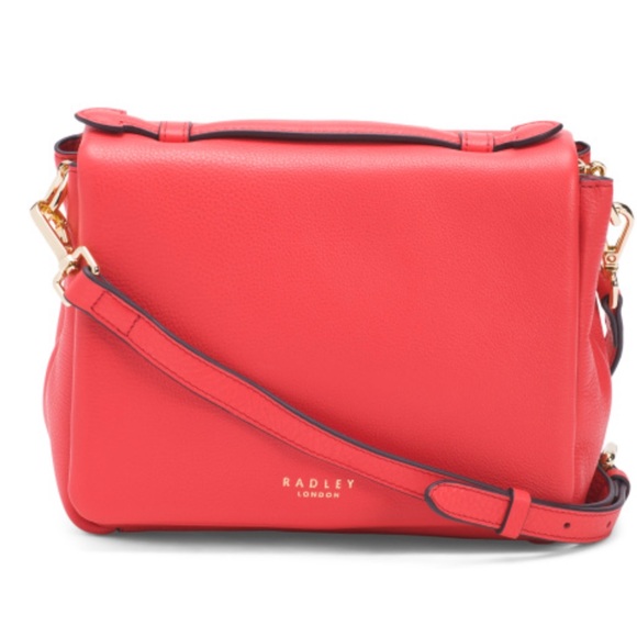 RADLEY LONDON Leather Weston Street Small Flapover Crossbody in Bright Red NWT - Picture 1 of 11